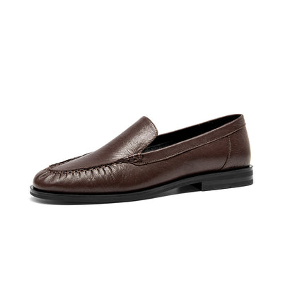 BeauToday Women's Sheepskin Pleated  Loafers Flats
