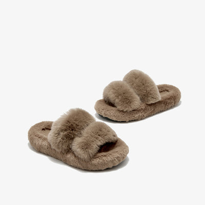 Свободные тапочки BeauToday Pure Color Soft из меха кролика на платформе для женщин дома или на прогулке