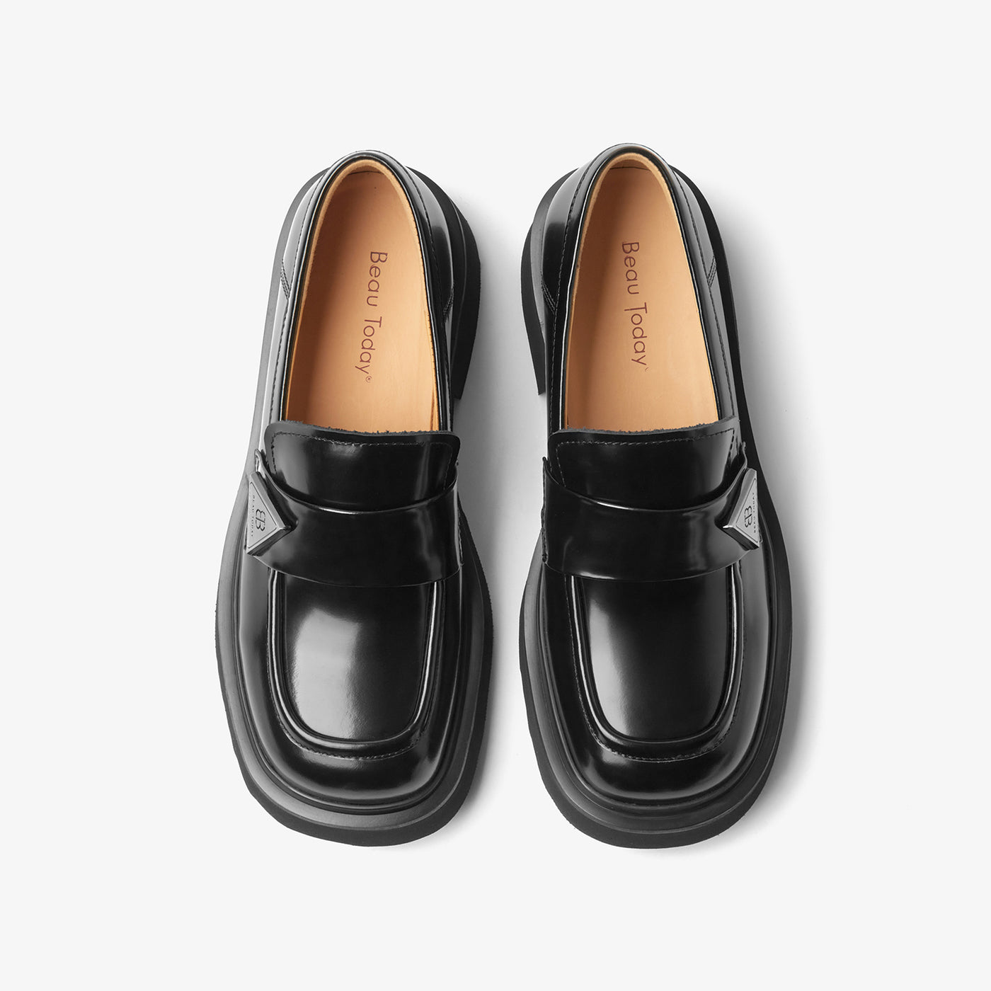 BeauToday Platform Cow Leather Penny Loafers for Women