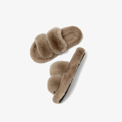 Свободные тапочки BeauToday Pure Color Soft из меха кролика на платформе для женщин дома или на прогулке