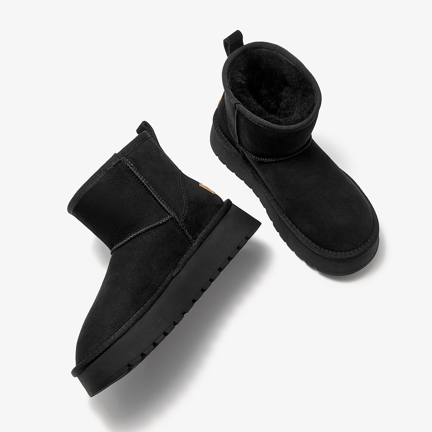 BeauToday Waterproof Platform Mini Boots with Premuim Wool Fur Lined for Women