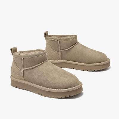 BeauToday Women's Wool Fur Lined  Mini Platform Ankle Boots