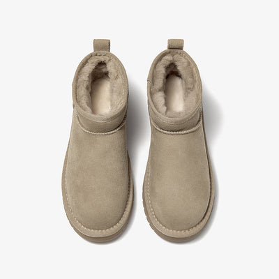 BeauToday Women's Wool Fur Lined  Mini Platform Ankle Boots