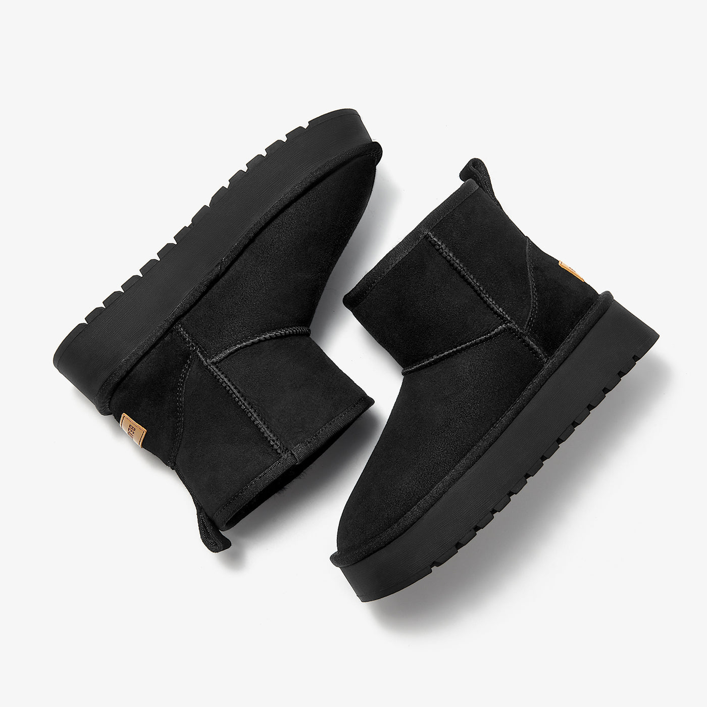 BeauToday Waterproof Platform Mini Boots with Premuim Wool Fur Lined for Women