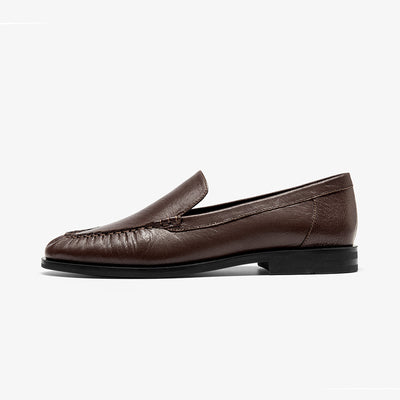 BeauToday Women's Sheepskin Pleated  Loafers Flats