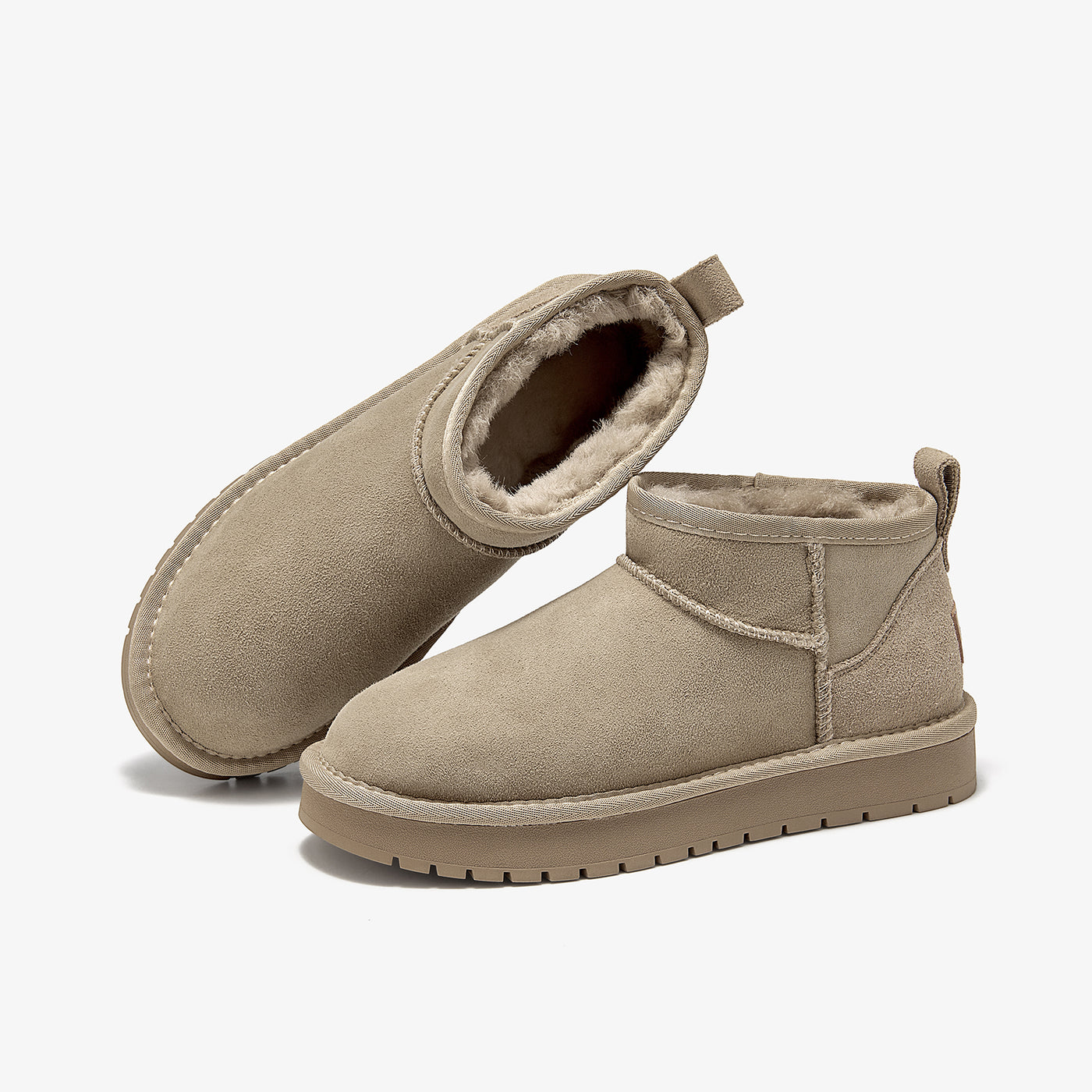 BeauToday Women's Wool Fur Lined  Mini Platform Ankle Boots