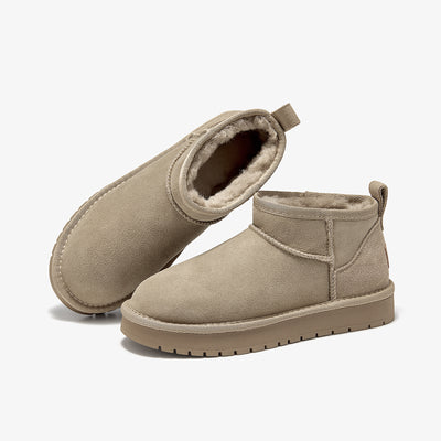 BeauToday Women's Wool Fur Lined  Mini Platform Ankle Boots