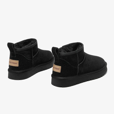 BeauToday Women's Wool Fur Lined  Mini Platform Ankle Boots