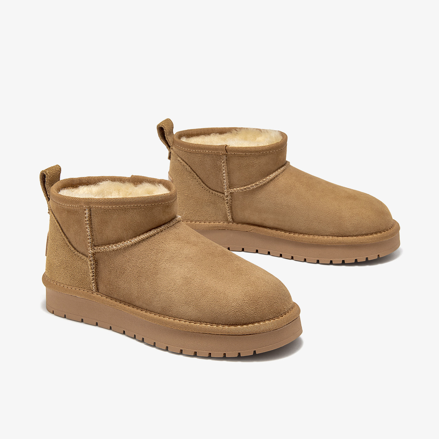 BeauToday Women's Wool Fur Lined  Mini Platform Ankle Boots