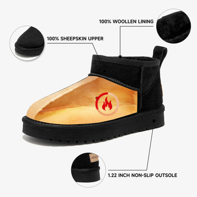 BeauToday Women's Wool Fur Lined  Mini Platform Ankle Boots