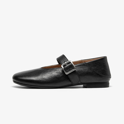 BeauToday Leather Mary Jane Flat With Buckle Design for Women