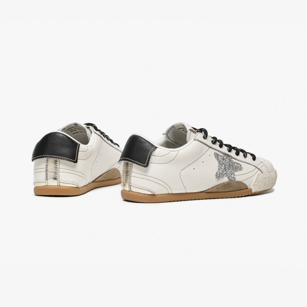 BeauToday Women's Neutral Retro Sneakers with Star Design