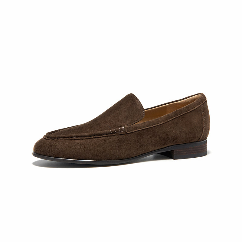 BeauToda Suede Loafers Slip-on Business Casual Shoes with Round Toe for Women