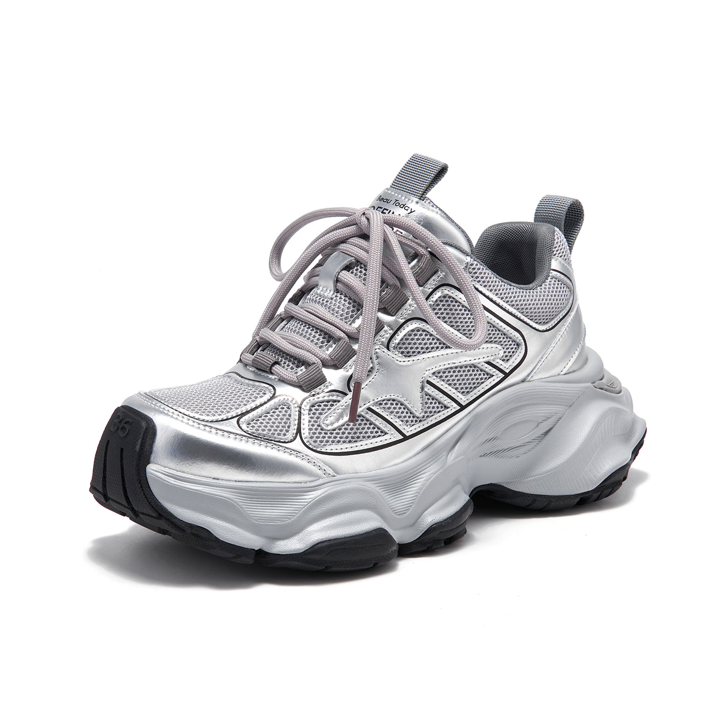 BeauToday Chunky Platform  Fashion Sneakers with Lace Up  for Women