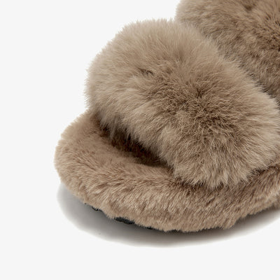Свободные тапочки BeauToday Pure Color Soft из меха кролика на платформе для женщин дома или на прогулке