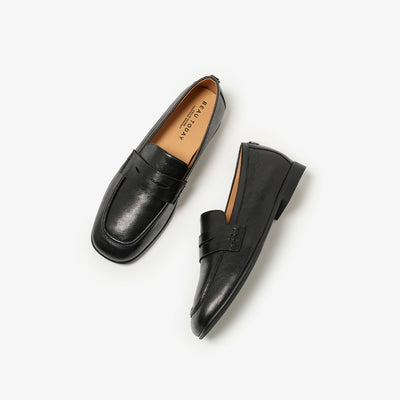 BeauToday Women's Sheepskin Penny Loafers Flats with Round Toe