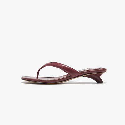 Beau Today Genuine Leather Kitten Heels Flip Flops for Women
