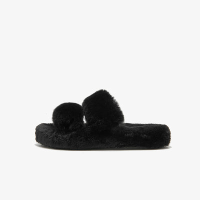 Свободные тапочки BeauToday Pure Color Soft из меха кролика на платформе для женщин дома или на прогулке