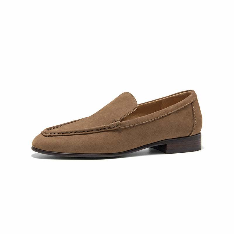 BeauToda Suede Loafers Slip-on Business Casual Shoes with Round Toe for Women