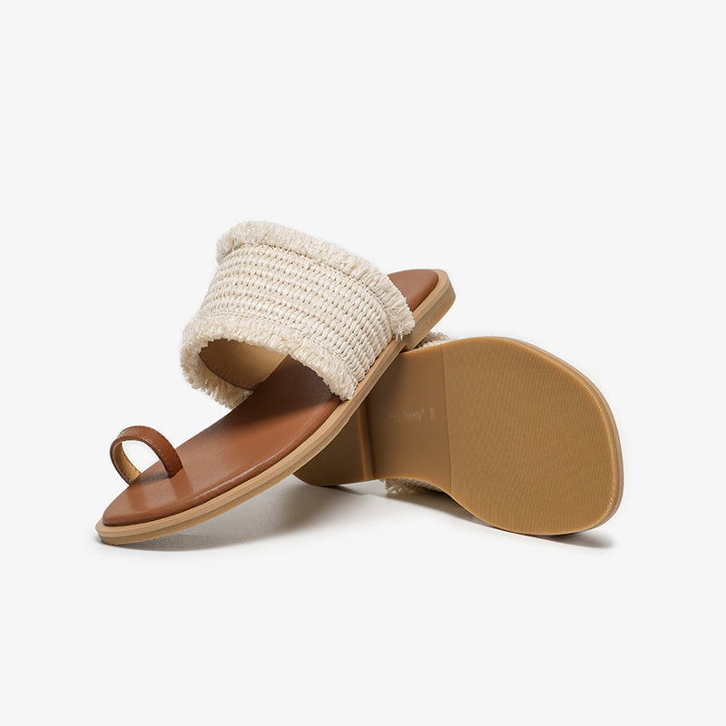 BeauToday  Women's Chic Ruched Thong Flat Slides for Vacation