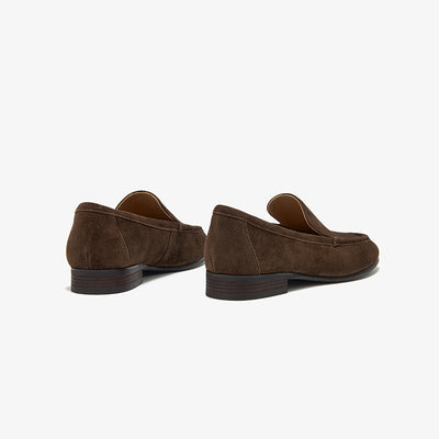 BeauToda Suede Loafers Slip-on Business Casual Shoes with Round Toe for Women