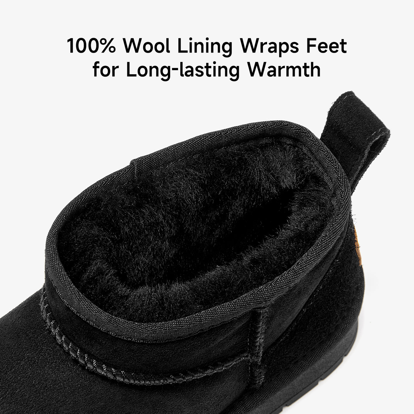 BeauToday Women's Wool Fur Lined  Mini Platform Ankle Boots