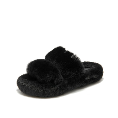 Свободные тапочки BeauToday Pure Color Soft из меха кролика на платформе для женщин дома или на прогулке