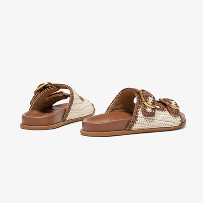 BeauToday Casual Woven Buckle Slides Arch Support for Women