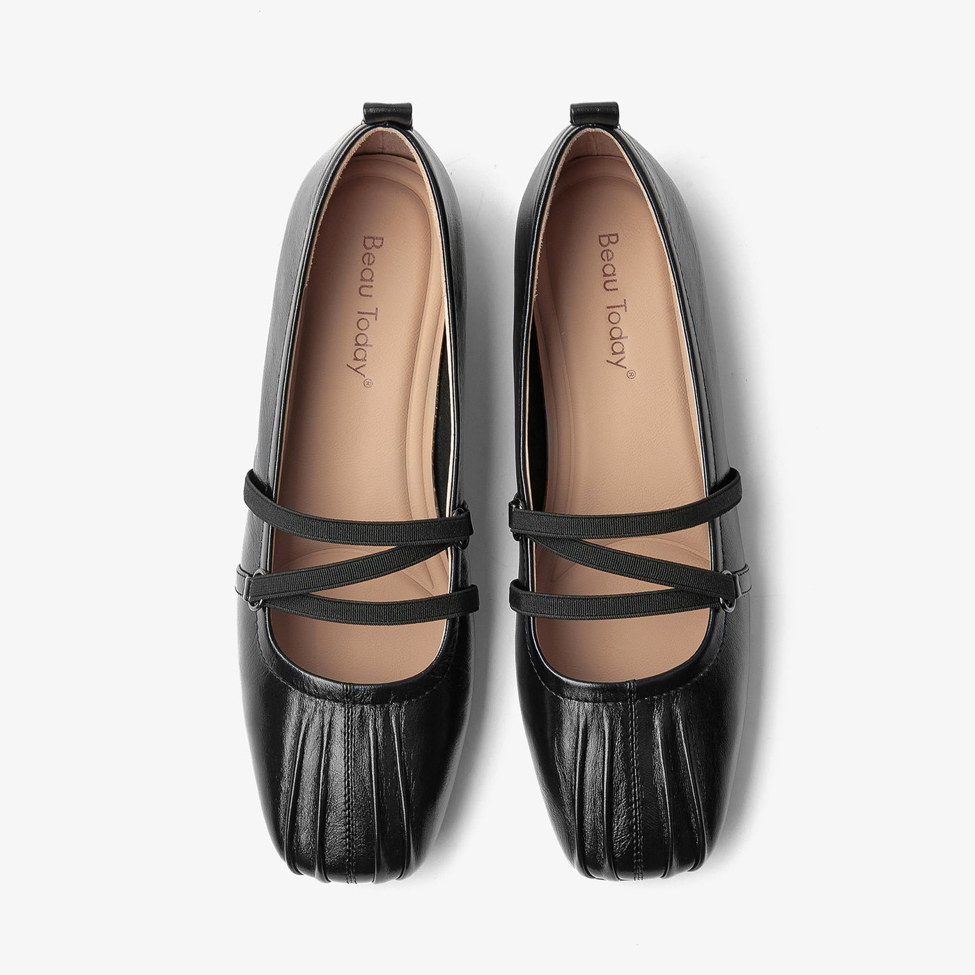 BeauToday Leather Mary Jane Flat With Strap Design for Women