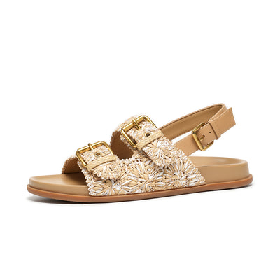 BeauToday Women's Woven Buckle Sandals with Arch Support