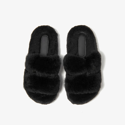 Свободные тапочки BeauToday Pure Color Soft из меха кролика на платформе для женщин дома или на прогулке