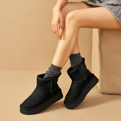 BeauToday Waterproof Platform Mini Boots with Premuim Wool Fur Lined for Women