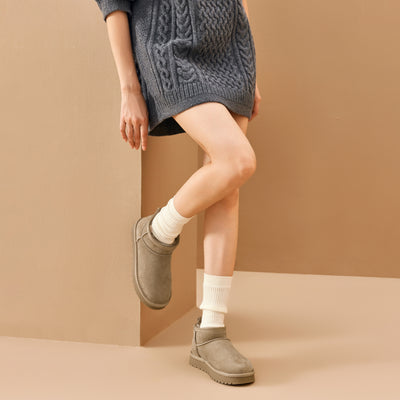 BeauToday Women's Wool Fur Lined  Mini Platform Ankle Boots