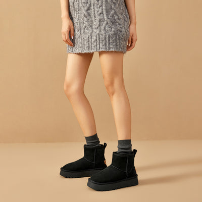 BeauToday Waterproof Platform Mini Boots with Premuim Wool Fur Lined for Women