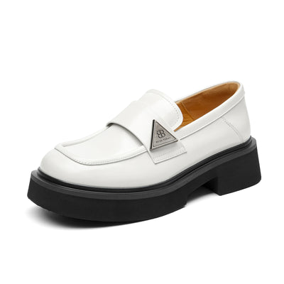 BeauToday Platform Cow Leather Penny Loafers for Women