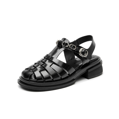 BeauToday Block Heel Gladiator Sandals for Women with Metal Decoration BEAU TODAY
