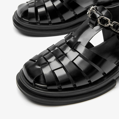 BeauToday Block Heel Gladiator Sandals for Women with Metal Decoration BEAU TODAY