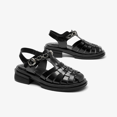 BeauToday Block Heel Gladiator Sandals for Women with Metal Decoration BEAU TODAY