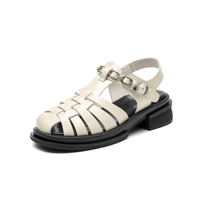 BeauToday Block Heel Gladiator Sandals for Women with Metal Decoration BEAU TODAY