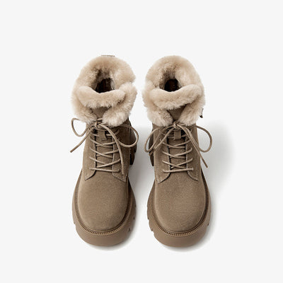 BeauToday Buckle Strap Decor Platform  Ankle Boots for Women Winter BEAU TODAY