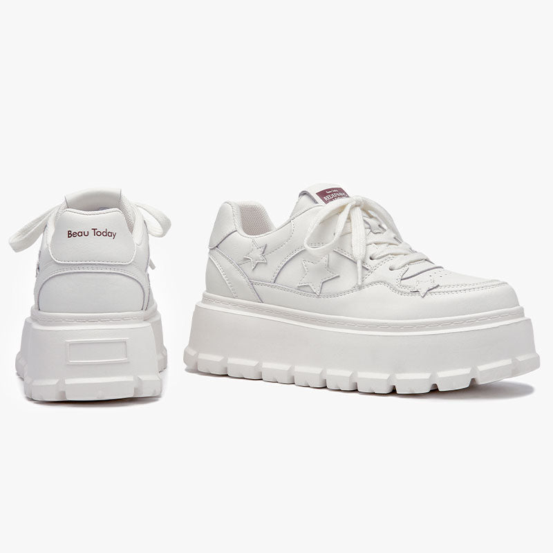 BeauToday Casual Platform Round Toe Sneaker with Star Decoration for Women BEAU TODAY