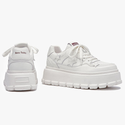 BeauToday Casual Platform Round Toe Sneaker with Star Decoration for Women BEAU TODAY