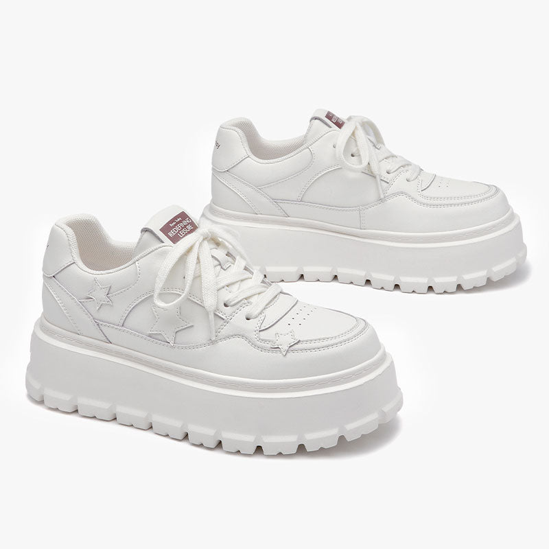 BeauToday Casual Platform Round Toe Sneaker with Star Decoration for Women BEAU TODAY