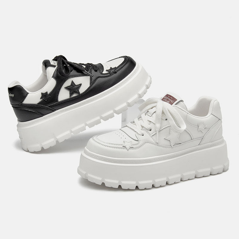 BeauToday Casual Platform Round Toe Sneaker with Star Decoration for Women BEAU TODAY