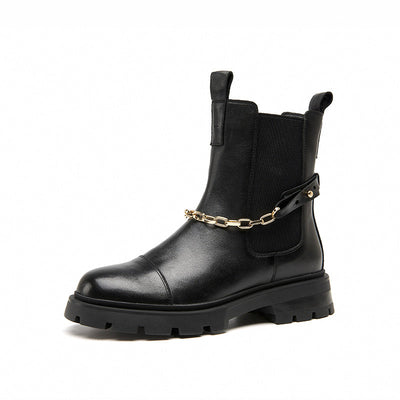 BeauToday Chelsea Boots for Women with Metal Chain Decor BEAU TODAY