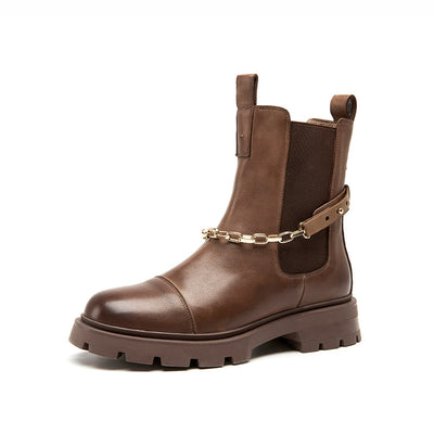 BeauToday Chelsea Boots for Women with Metal Chain Decor BEAU TODAY