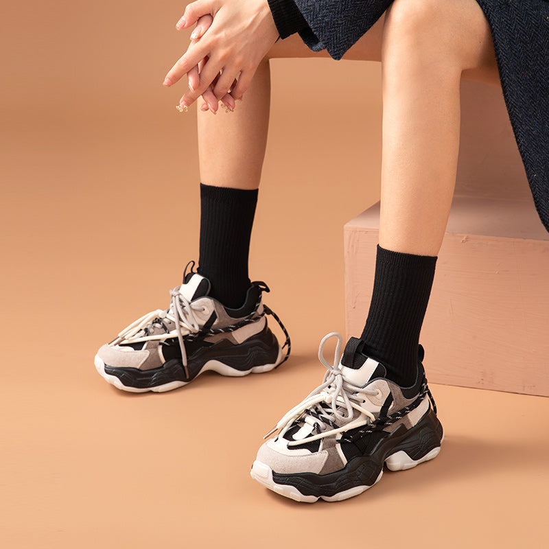 BeauToday Chunky Sneakers for Women with Side Lace Decor BEAU TODAY