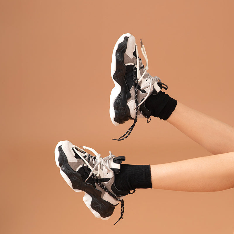 BeauToday Chunky Sneakers for Women with Side Lace Decor BEAU TODAY