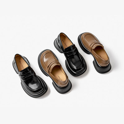 BeauToday Chunky Sole Solid Color Penny Loafers for Women BEAU TODAY
