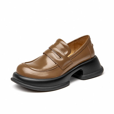 BeauToday Chunky Sole Solid Color Penny Loafers for Women BEAU TODAY